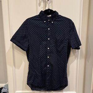 J. Crew Dark Blue Polka Dot Shirt